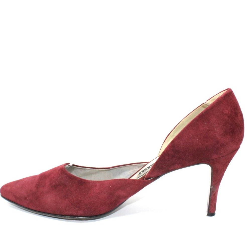 Ellen Tracy Linda Allard Womens Sz 10M Pumps Burgundy Red Suede Kitten High Heel - Picture 7 of 12